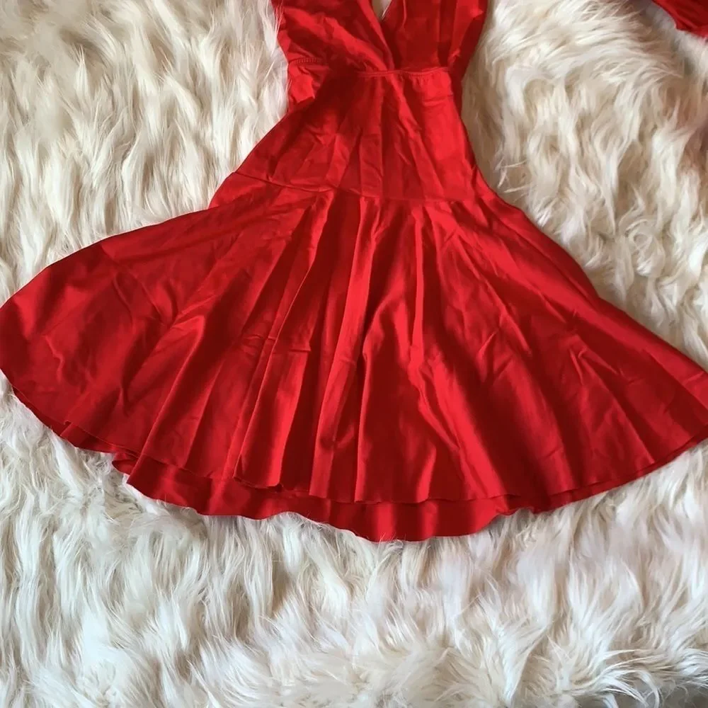 MotionWear Red Plunge Dress Medium Child 8-10